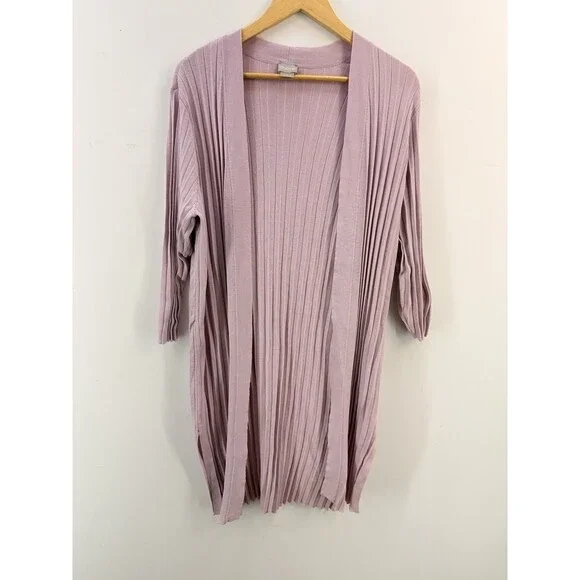 Chico’s Womens Open Front Cardigan Sweater Purple Long Sleeve Size 1 - Picture 3 of 17